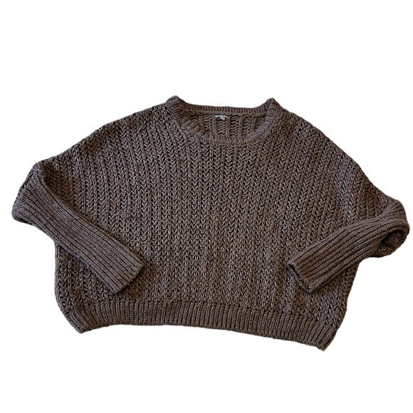 Charlotte Russe Sweaters - Charlotte, Russe Angora Blend Cropped Brown Knit   Long Sleeve  Sweater woman S